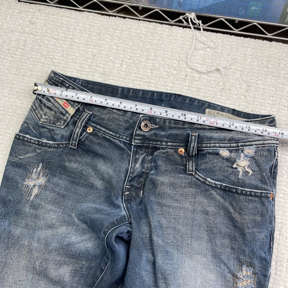 Y2K Diesel Blue Matic 0885C Distressed Ripped Denim Jeans Women's Size 28X31* - Picture 6 of 11